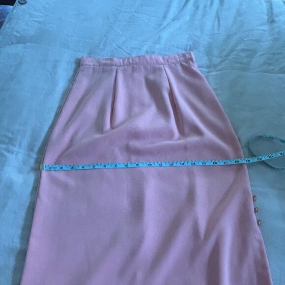 Vintage Peach Midi Skirt With Side Slit & Decorative Buttons - Picture 8 of 9